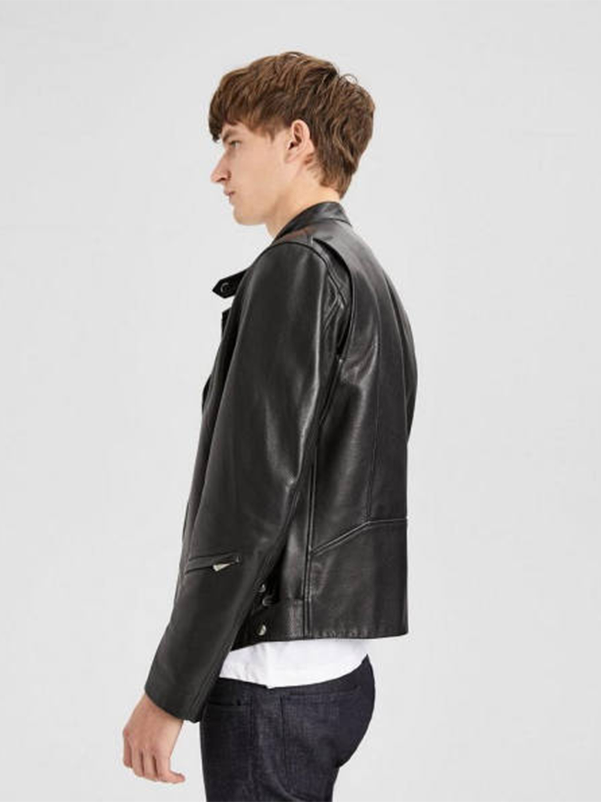Theory banded DB Black Leather Jacket