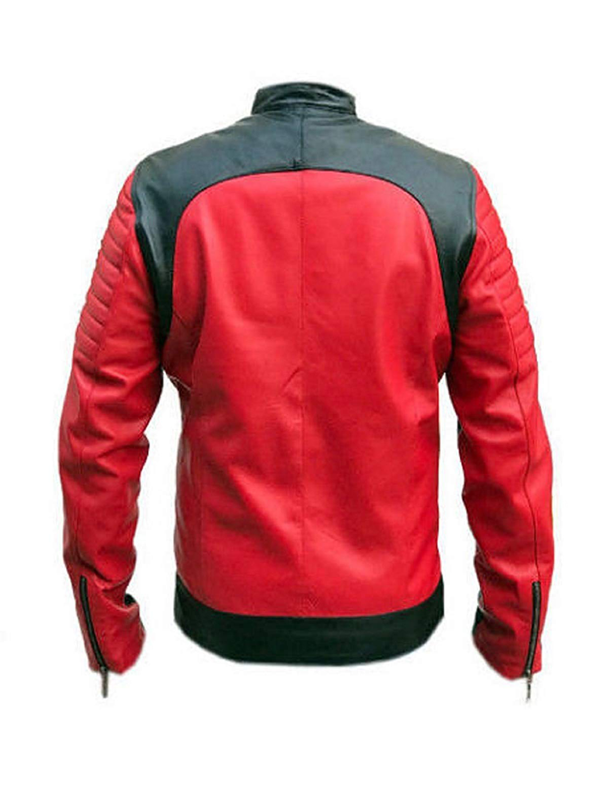 Vintage Café Racer Red and Black Quality Retro Biker Leather Jacket