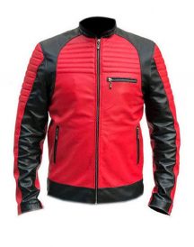 Vintage Café Racer Red and Black Quality Retro Biker Leather Jacket