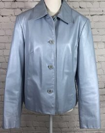Womens Baby Blue Lord & Taylor Leather Jacket