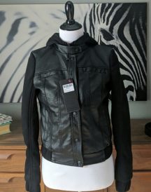 Womens Sweater Sleeves Leather Jacket