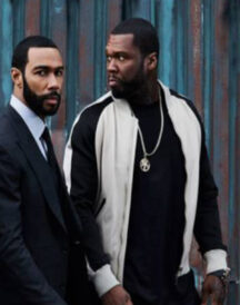 50 Cent Kanan Power Season White And Black Bomber Jacket 50 Cent Kanan Power Season White And Black Bomber Jacket