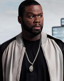 50 Cent Kanan Power Season White And Black Leather Bomber Jacket