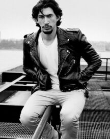 Adam Driver Men's Black Genuine Leather Biker Jacket