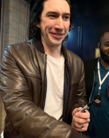 Adam Driver Mens Brown Leather Jacket