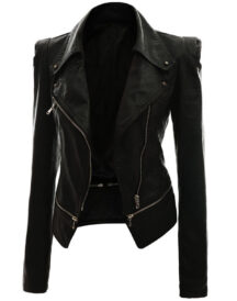 Alabama Women Biker Slim Fit Black Leather Jacket