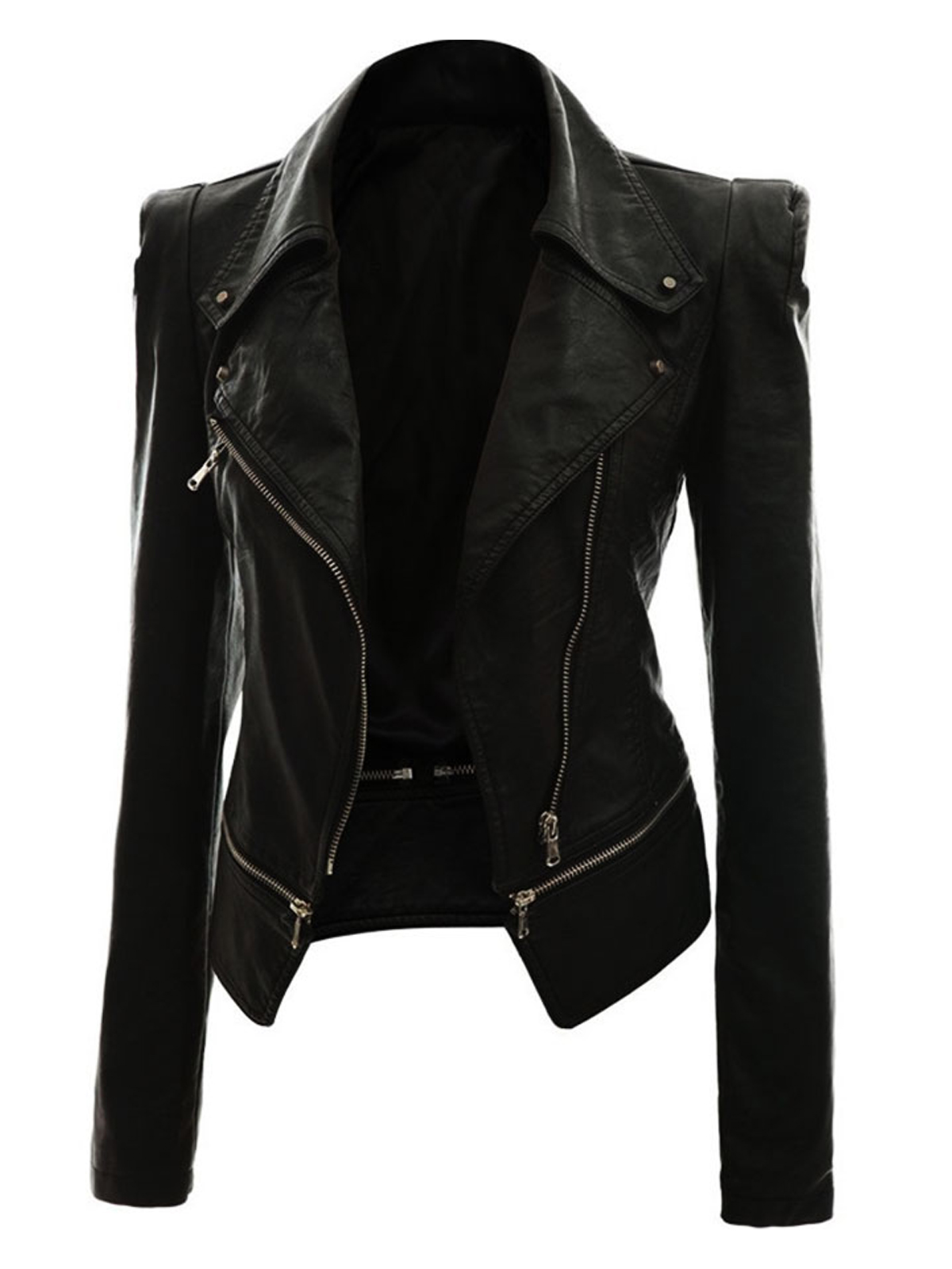 Alabama Women Biker Slim Fit Black Leather Jacket - Stars Jackets