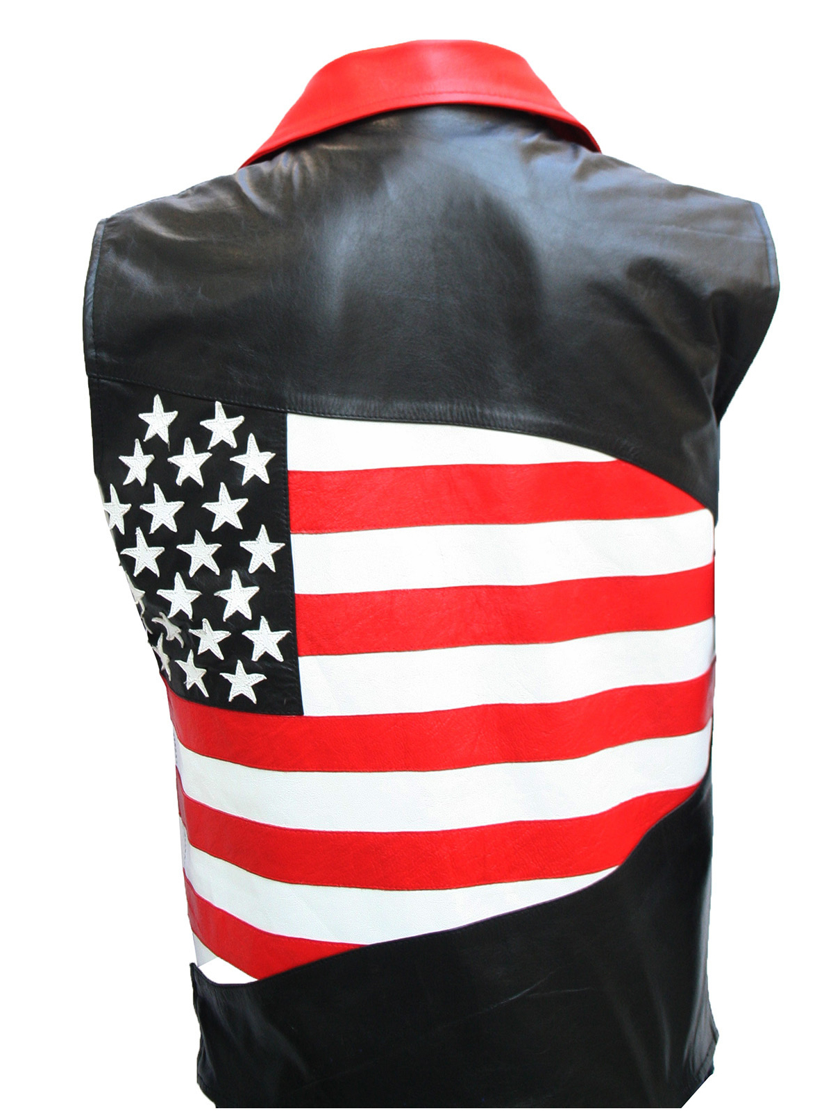 American Flag Mens Womens Leather Biker Vest