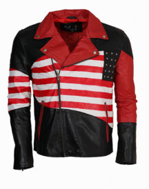 American Flag Mens Womens Leather Biker Jacket