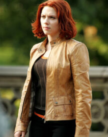Avengers Scarlett Johansson Ladies Casual Brown Slim Fit Jacket