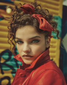 Barbara Palvin Numero Russia No.010 Red Leather Womens Coat