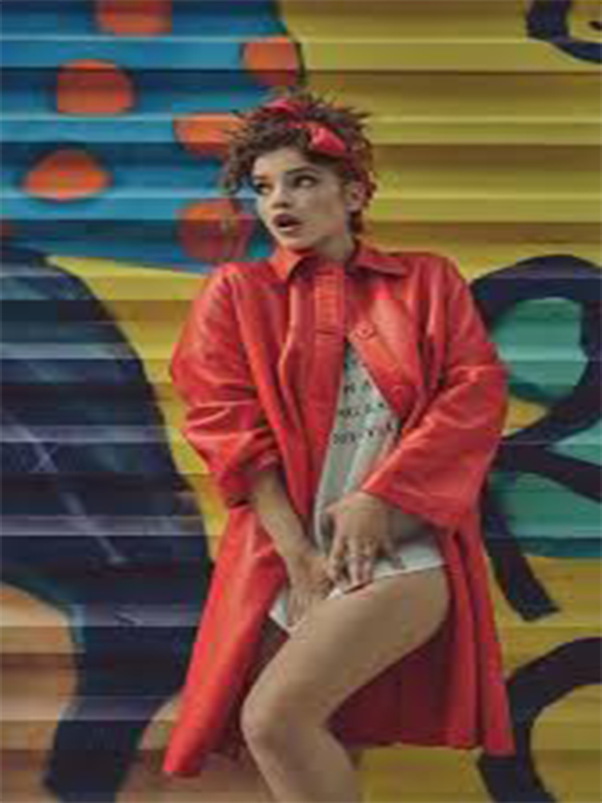 Barbara Palvin Numero Russia No.010 Red Leather Womens Coat