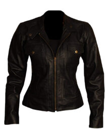 Black Women Slim Fit Biker Jacket