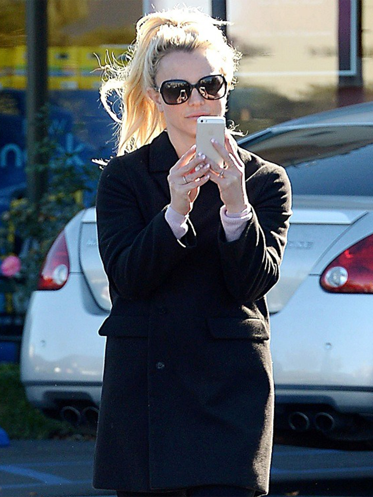 Britney Spears Black Wool Coat