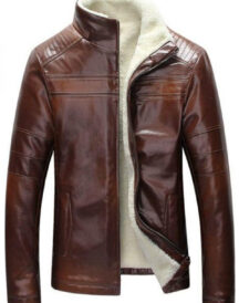 Brown Fur Slim-fit Jacket For Men