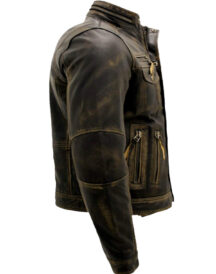 Cafe Racer Biker Style Real Distressed Metal Brown Jacket