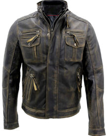 Cafe Racer Biker Style Real Distressed Metal Leather Jacket