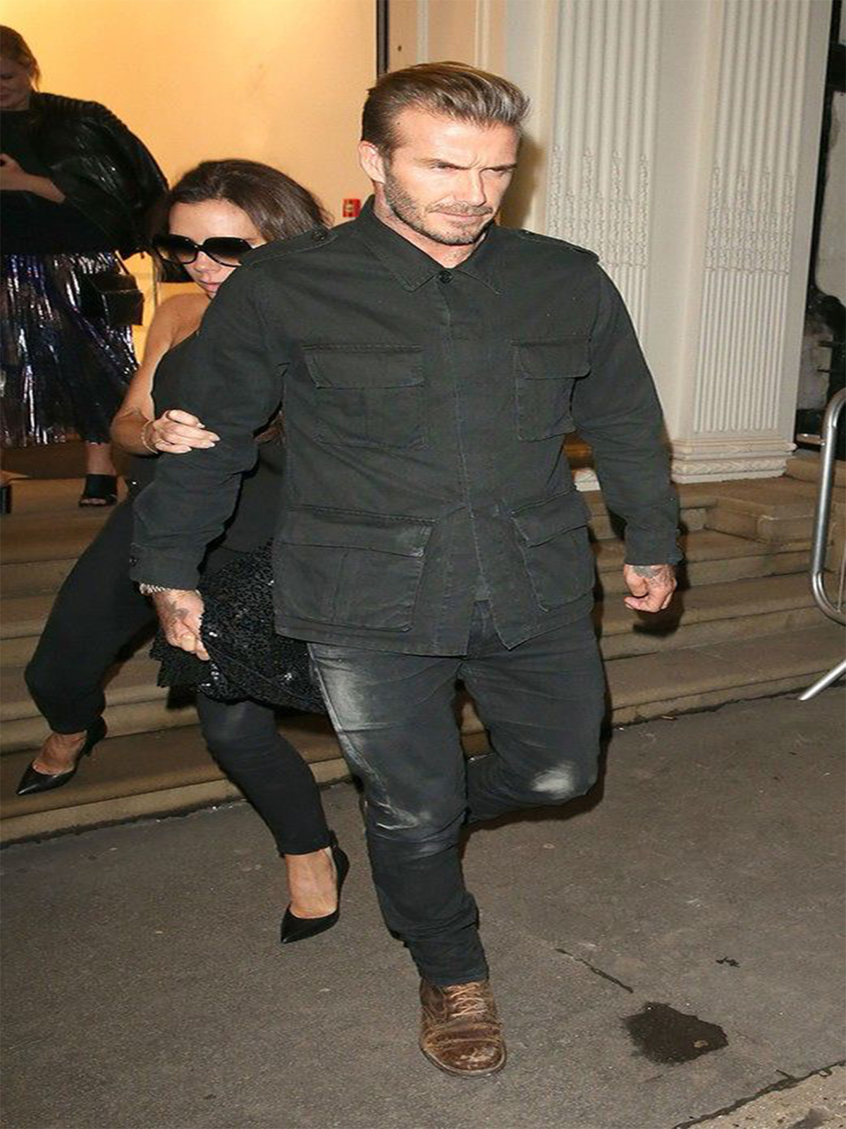 David Beckham Men’s Black Cotton Bomber Jacket