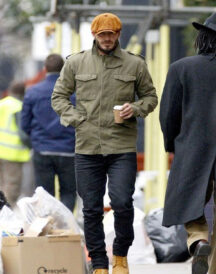 David Beckham Men’s Green Cotton Bomber Coat