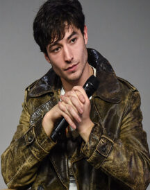 Ezra Miller Leather Coat