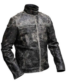 Gents Vintage Retro Distressed Black Antique Biker Jacket