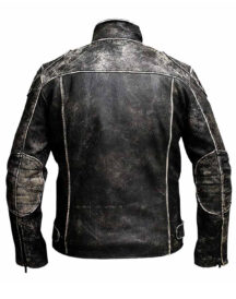 Gents Vintage Retro Distressed Black Antique Biker Leather Jacket