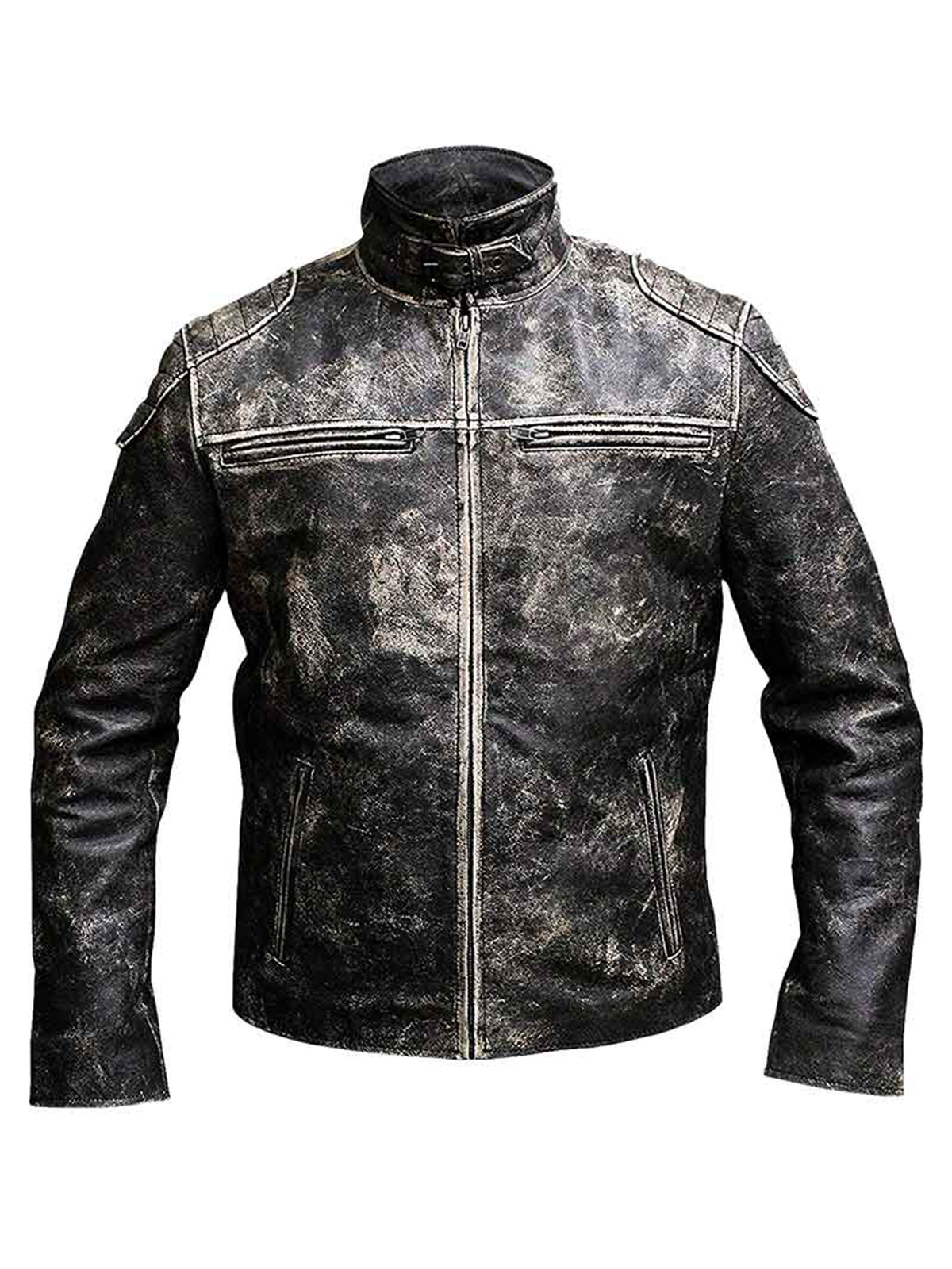 Gents Vintage Retro Distressed Black Antique Biker Jacket