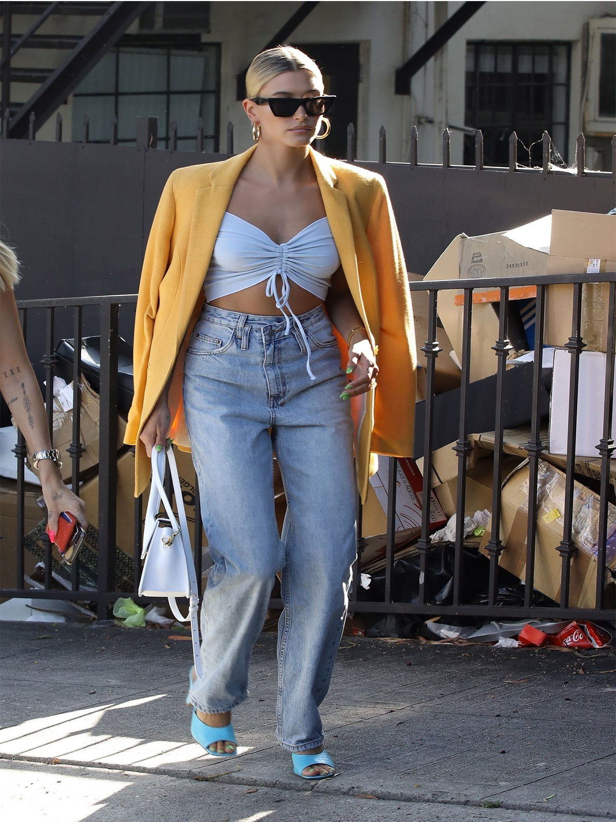 Hailey Rhode Bieber Yellow Wool Women’s Coat