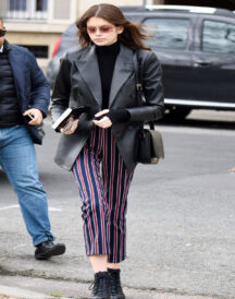 Kaia Gerber Black Casual Genuine Leather Blazer Jacket