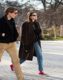 Kaia Gerber Brown Suede Double Winter Coat For Women Kaia Gerber Brown Suede Double Winter Coat For Women