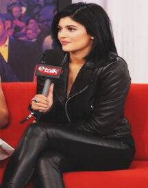 Kylie Jenner Genuine Black Biker Slim Fit Jacket