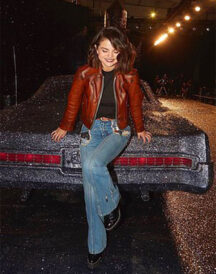 Ladies Casual Vintage Waxed Brown Jacket