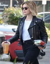 Lucy Hale Distressed Genuine black Biker Jacket