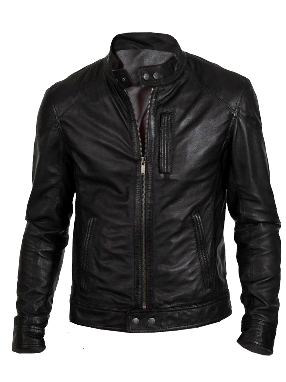 Men’s Biker Hunt Real Black Leather Motorcycle Jacket