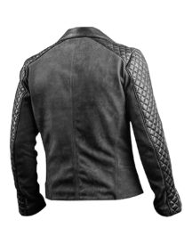 Men's Cafe Racer Stylish Biker Black Diamond Quilted Genuine Leather Jacket
