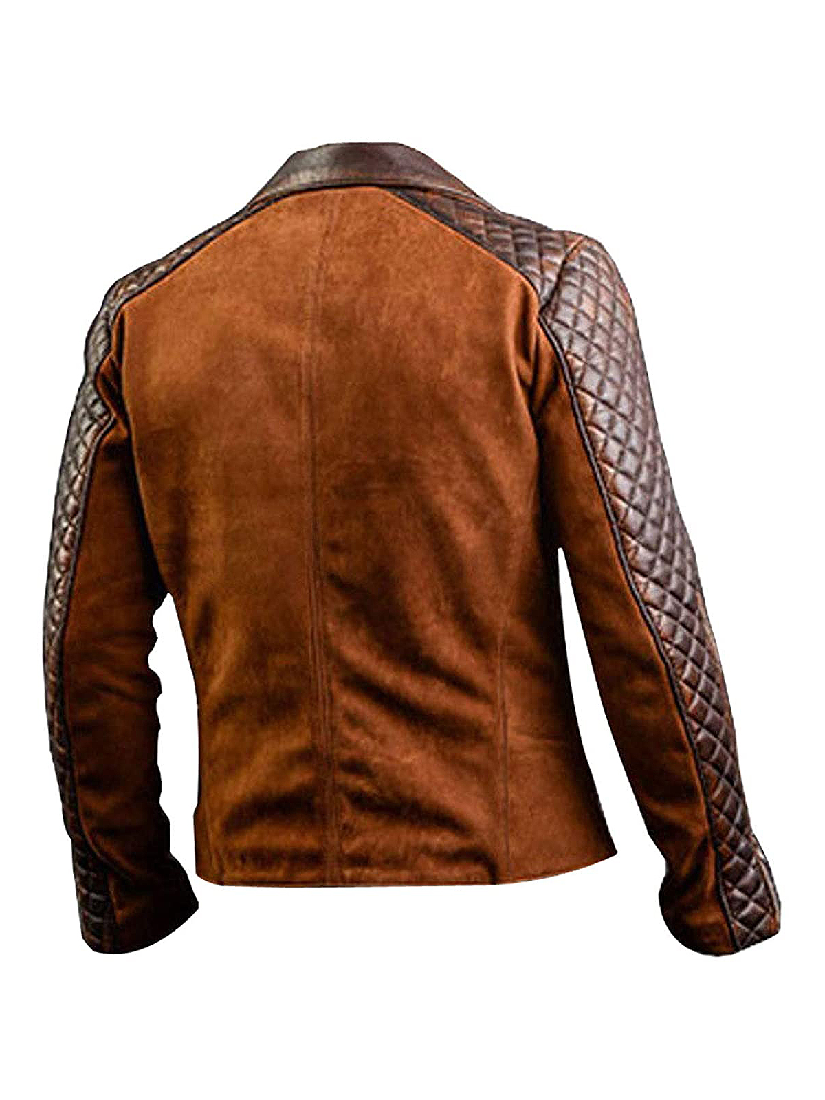 Men's Cafe Racer Stylish Biker Brown Diamond Quilted Leather Jacket
