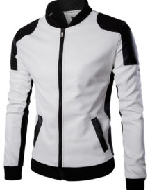 Mens Womens White And Black Slim Fit Jacket