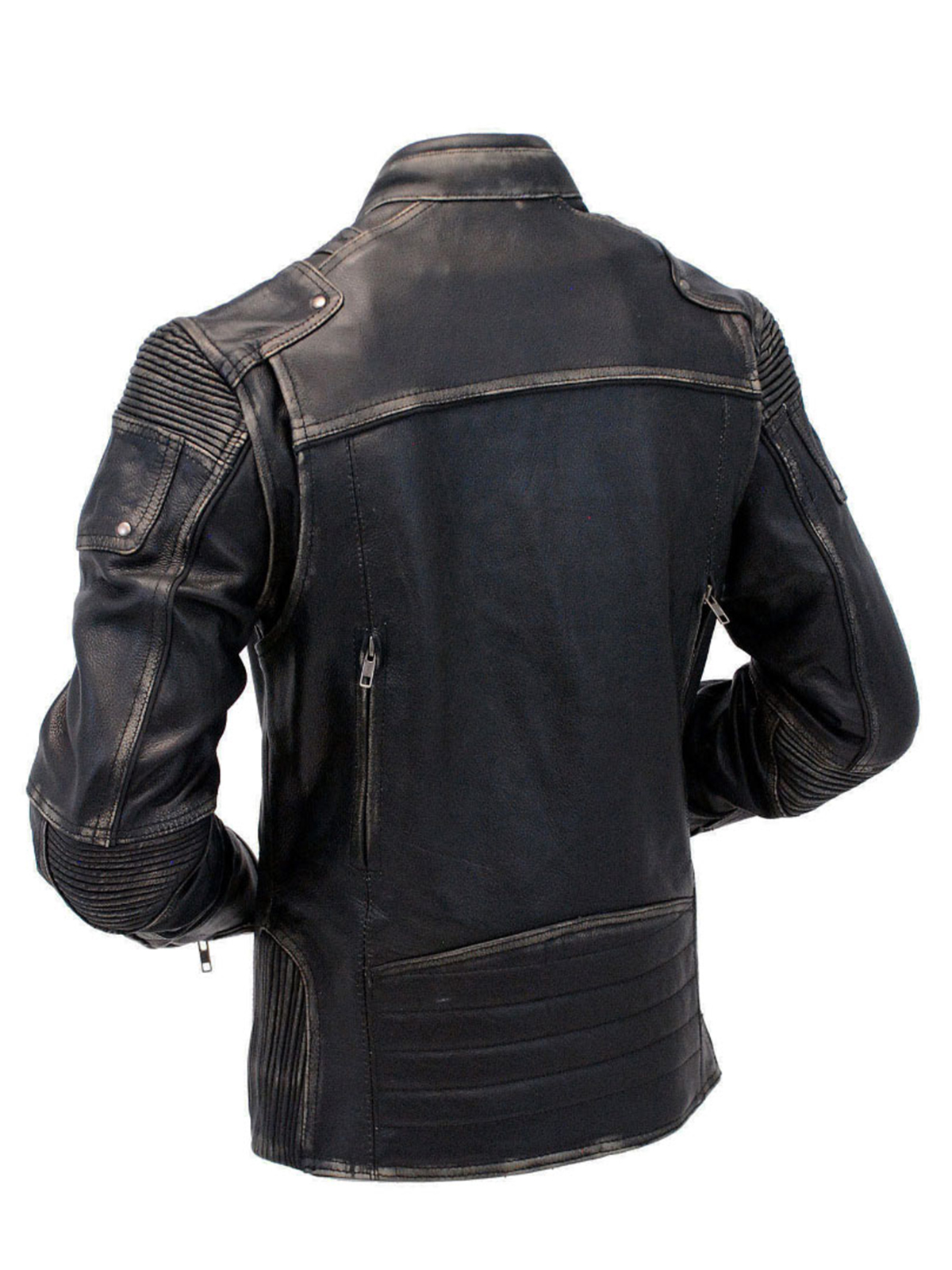 Men’s Cafe Racer Vintage Style Motorcycle Distressed Real Leather Jacket