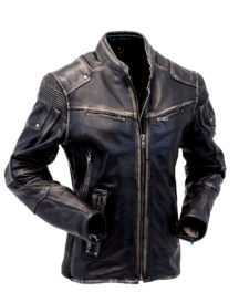 Men’s Cafe Racer Vintage Style Motorcycle Distressed Real Leather Jacket
