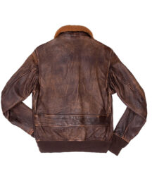 Men’s G1 Navy Brown Real Cowhide Distressed Leather Flight Bomber Jacket