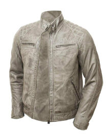 Men’s Vintage Grey Two Tone Genuine Leather Jacket