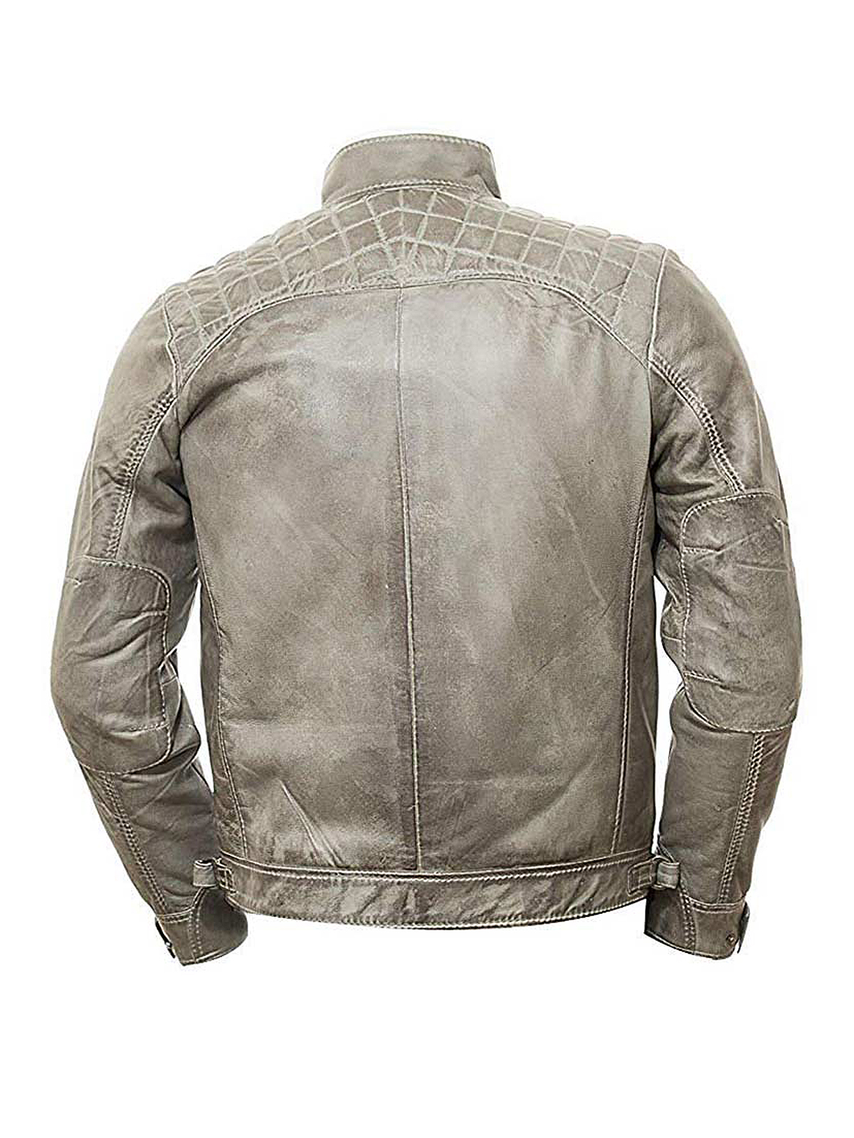 Men’s Vintage Grey Two Tone Genuine Leather Biker Jacket