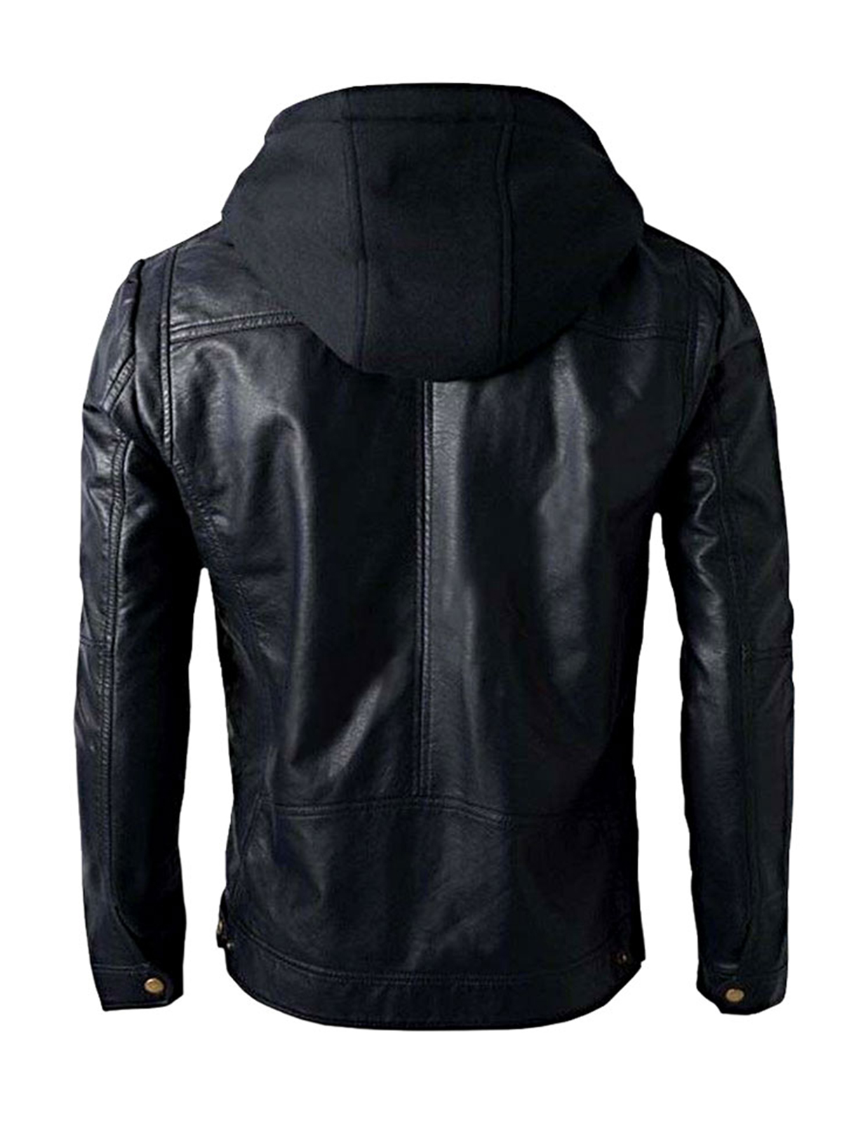 Motorcycle Brando Style Leather Hooded Jacket