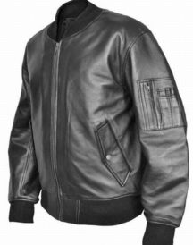 US Air Force Military MA1 Flight Pilot Bomber Black Leather Jacket