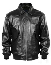 US Air Force Pilot Military Russian Aviator Black Leather Jacket