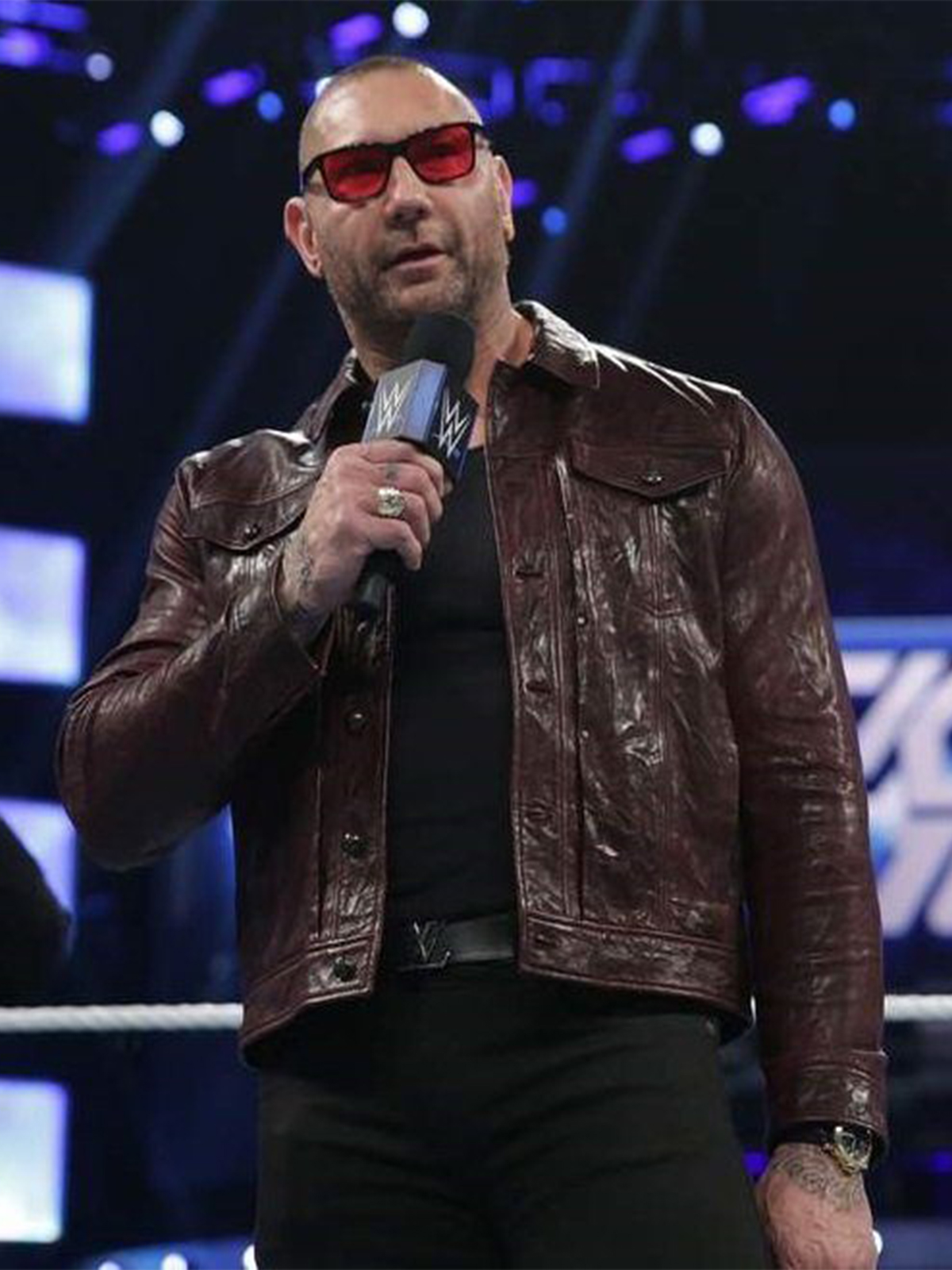 WWE Dave Bautista Waxed Genuine Leather Jacket