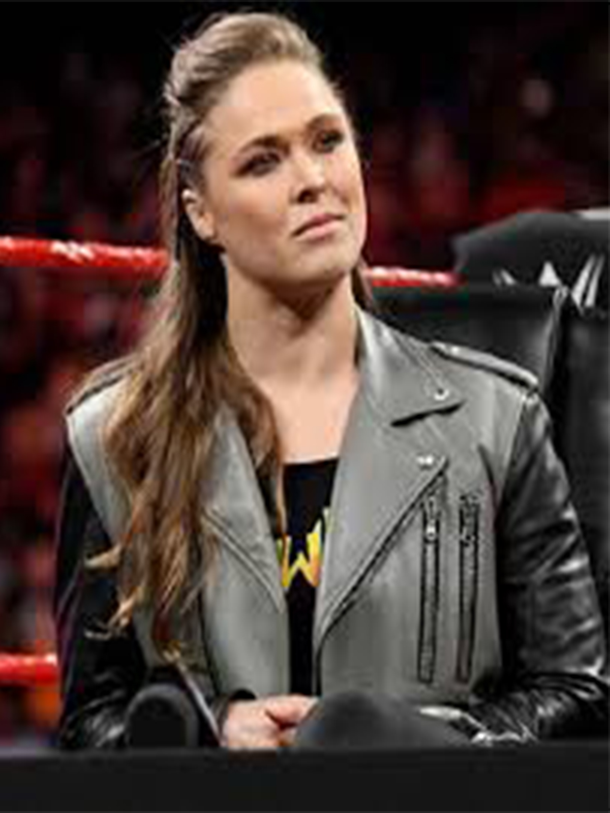 WWE Ronda Rousey Black And Grey Leather Jacket
