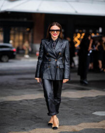 Womens Casual 6 Buttons Real Black Leather Blazer