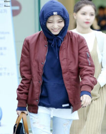 Women’s Casual Maroon Cotton Bomber Jacket