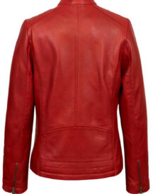 Women’s Classic Red Faux Leather Biker Jacket